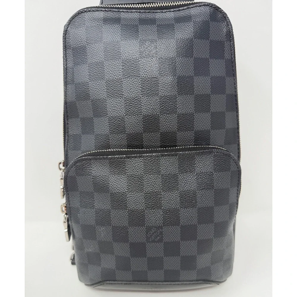 Louis Vuitton Avenue Sling Bag Damier Black Leather